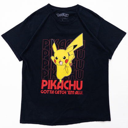 古着 20s アニメ POKEMON ”PIKACHU” Ｔシャツ ブラック Ｌ