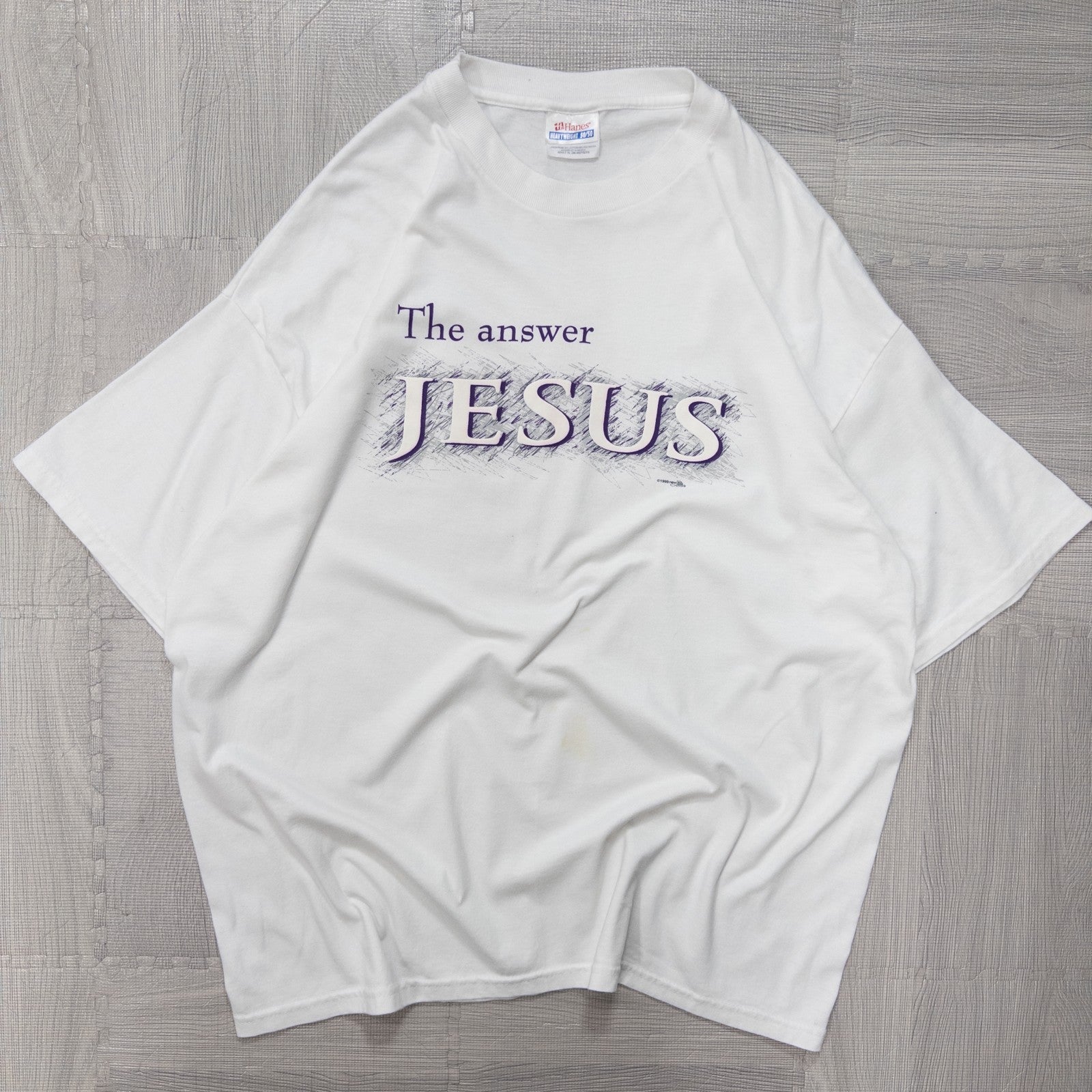 90s ”The answer JESUS” XL – Used & Vintage T-Shirts TeeBoy